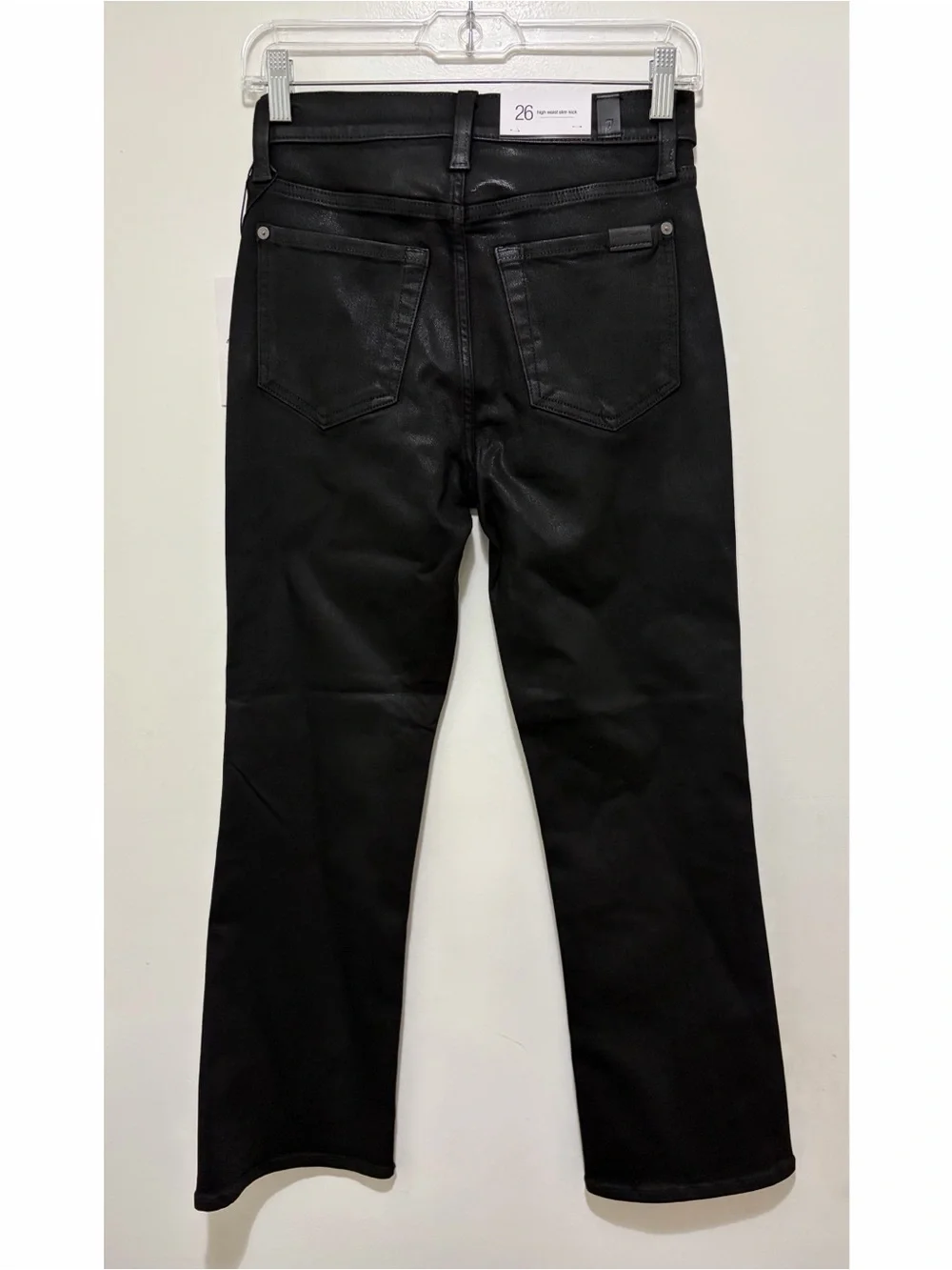 7 For All Mankind High-Waist Slim Kick Coated Jeans Black Sz 32 NWT